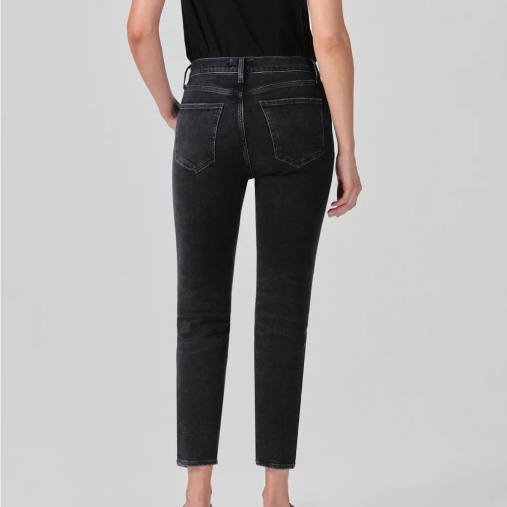 Nwt: Agolde “Nico” High-Rise Skinny Jean, Ankle Length; Black; Size 24